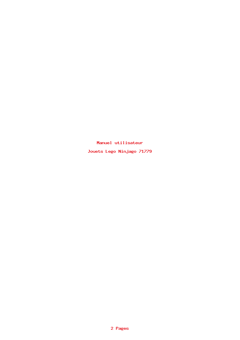 Page 1 de la notice Manuel utilisateur Lego Ninjago 71779