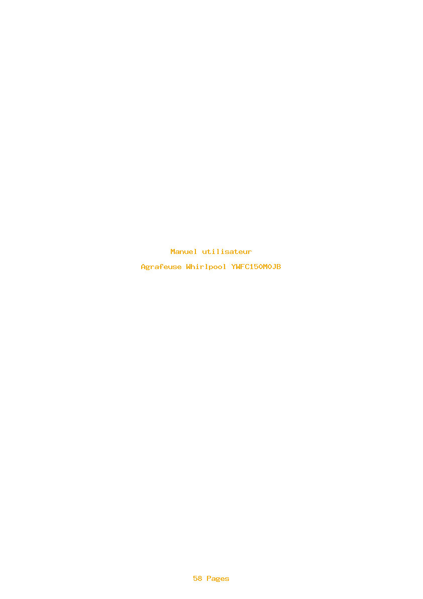 Page 1 de la notice Manuel utilisateur Whirlpool YWFC150M0JB