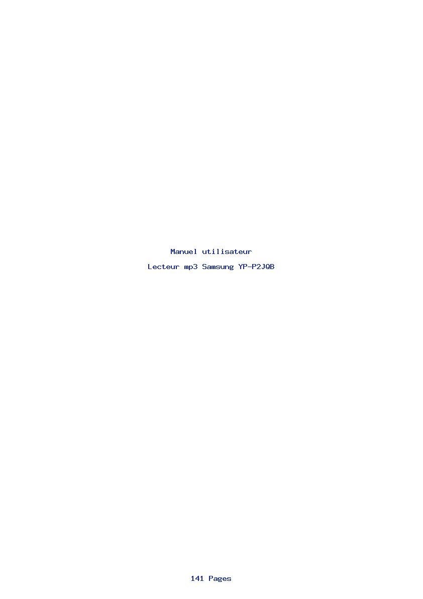 Page 1 de la notice Manuel utilisateur Samsung YP-P2JQB