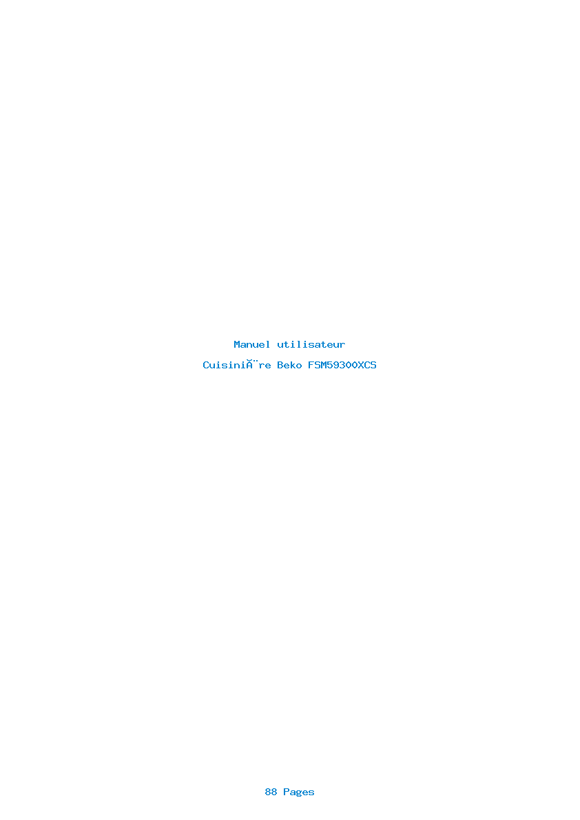 Page 1 de la notice Manuel utilisateur Beko FSM59300XCS