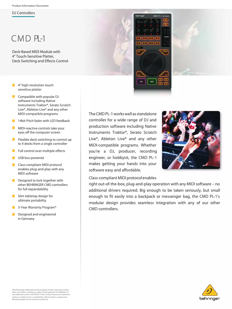 Página 1 del manual Ficha técnica Behringer CMD PL-1