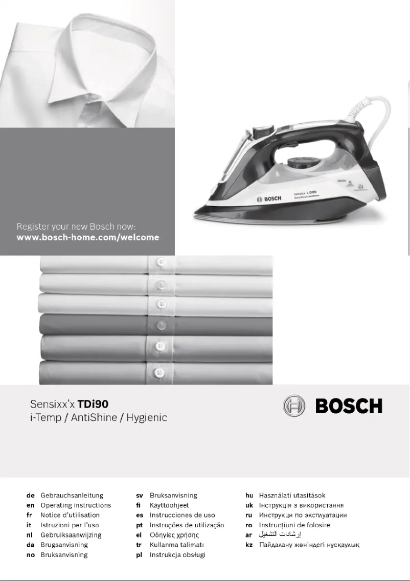 Page 1 de la notice Manuel utilisateur Bosch Sensixx'x DI90 MotorSteam ProEnergy TDI902431E