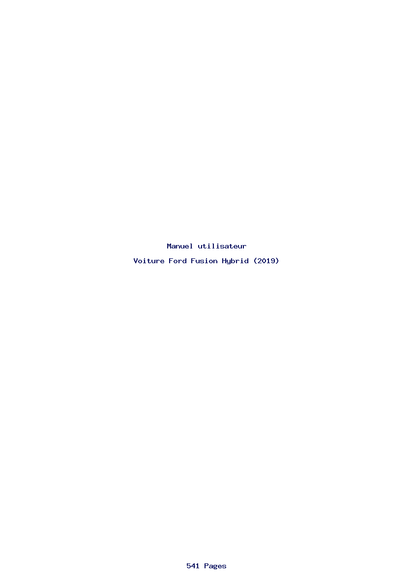 Page 1 de la notice Manuel utilisateur Ford Fusion Hybrid (2019)
