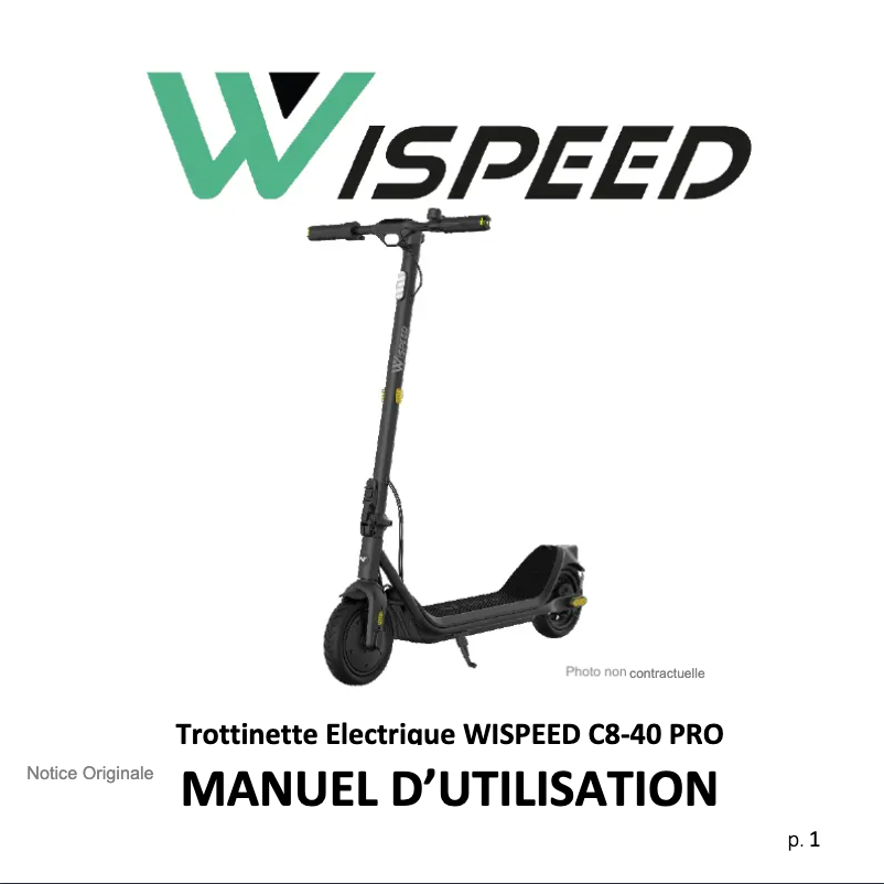 Page 1 de la notice Manuel utilisateur Wispeed C8-40 PRO