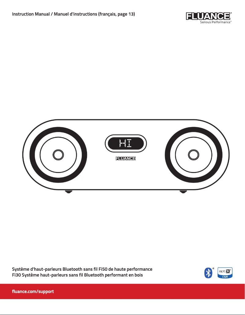 Page 1 de la notice Manuel utilisateur Fluance Fi50