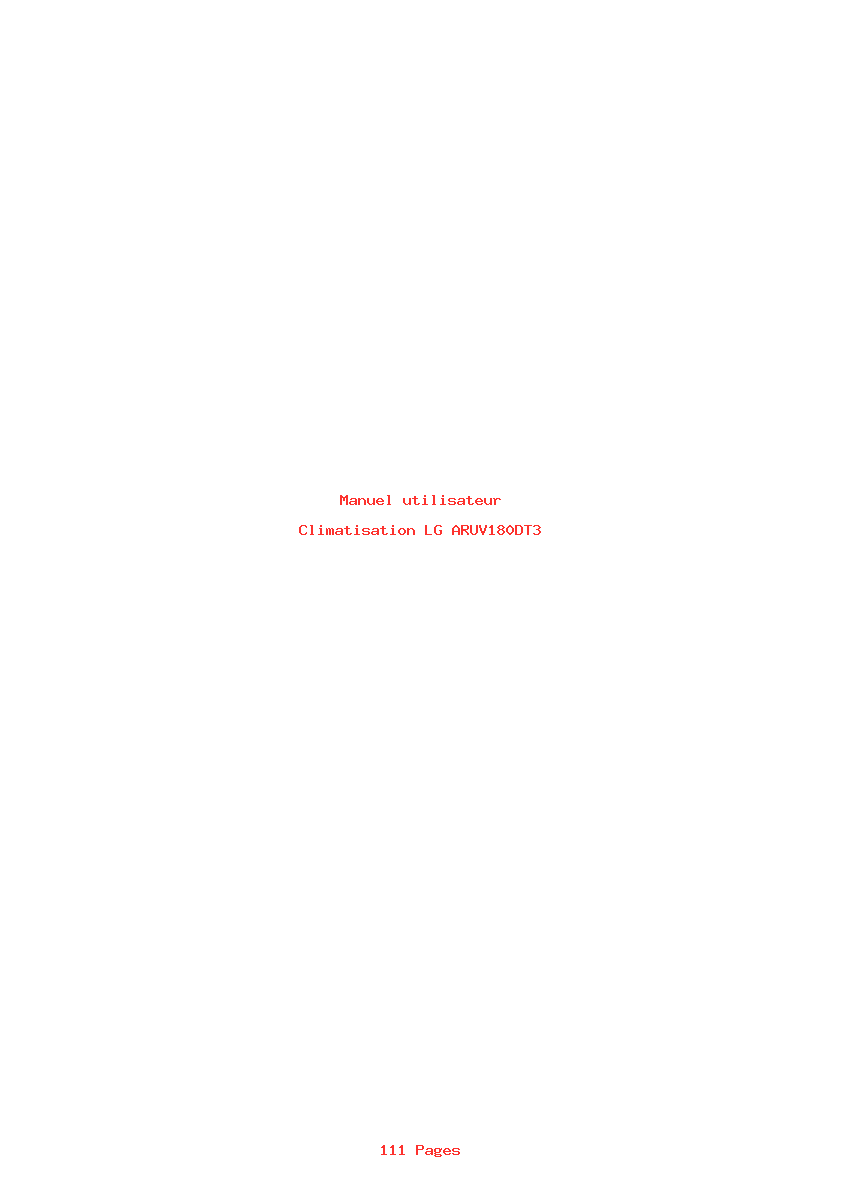 Page 1 de la notice Manuel utilisateur LG ARUV180DT3