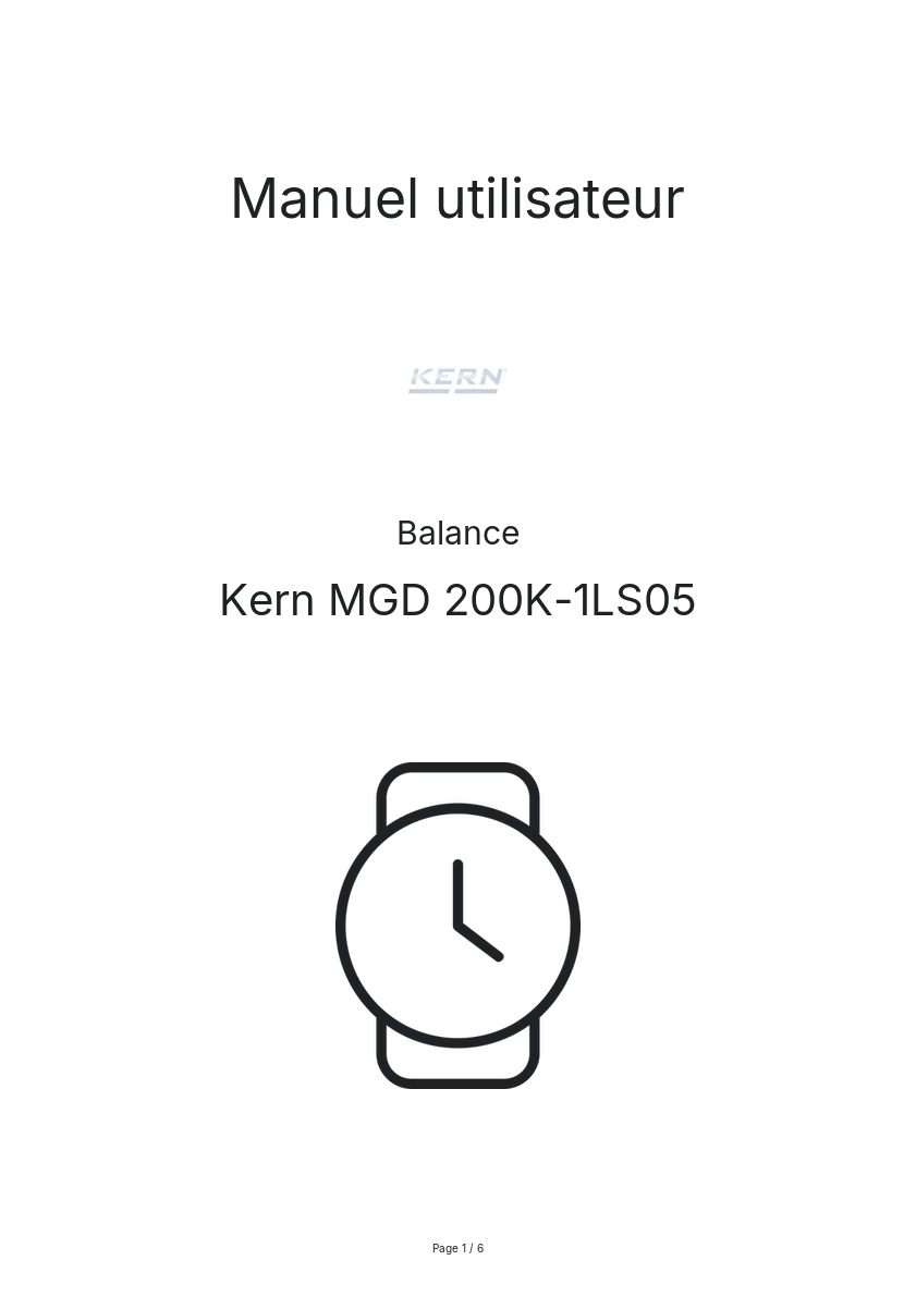 Page 1 de la notice Manuel utilisateur Kern MGD 200K-1LS05