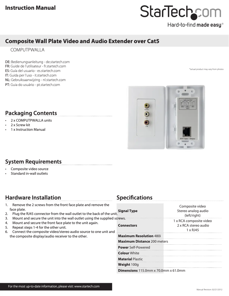 Página 1 del manual Manual de usuario StarTech.com COMPUTPWALLA