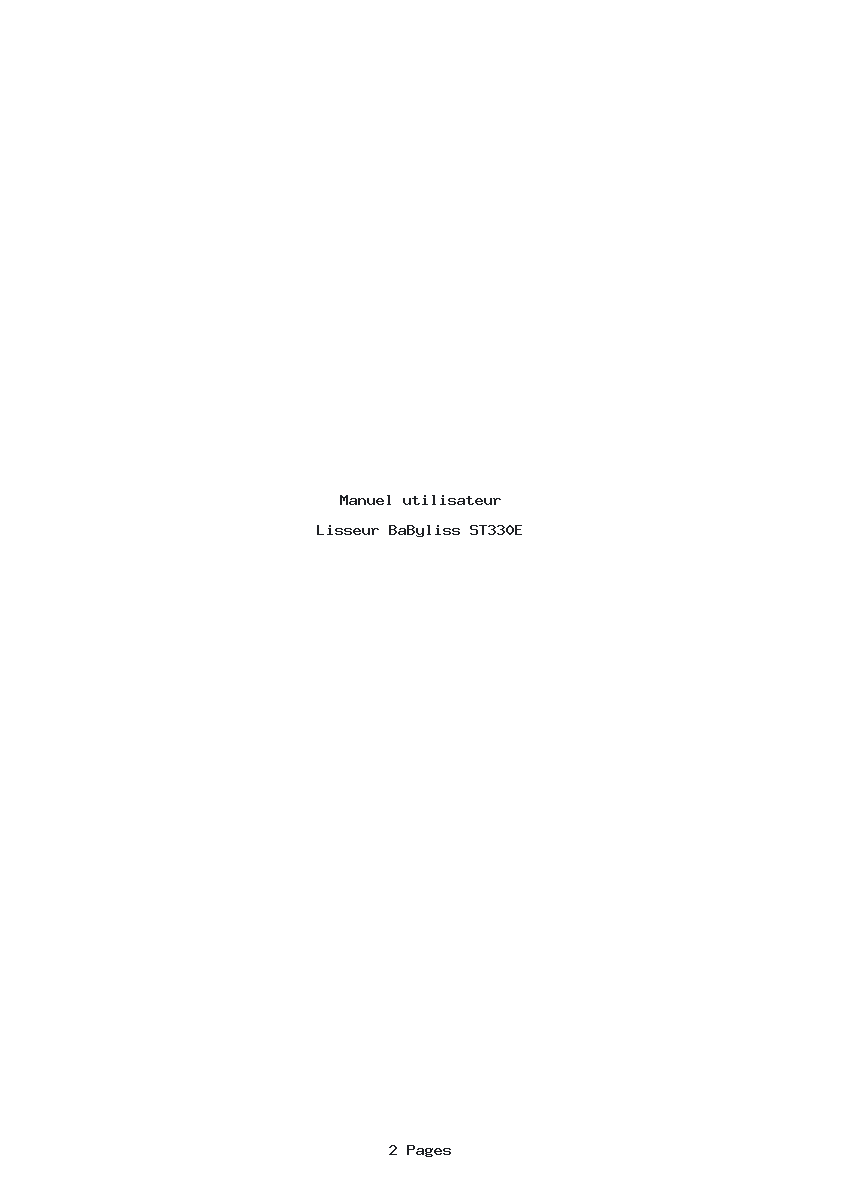 Page 1 de la notice Manuel utilisateur BaByliss ST330E