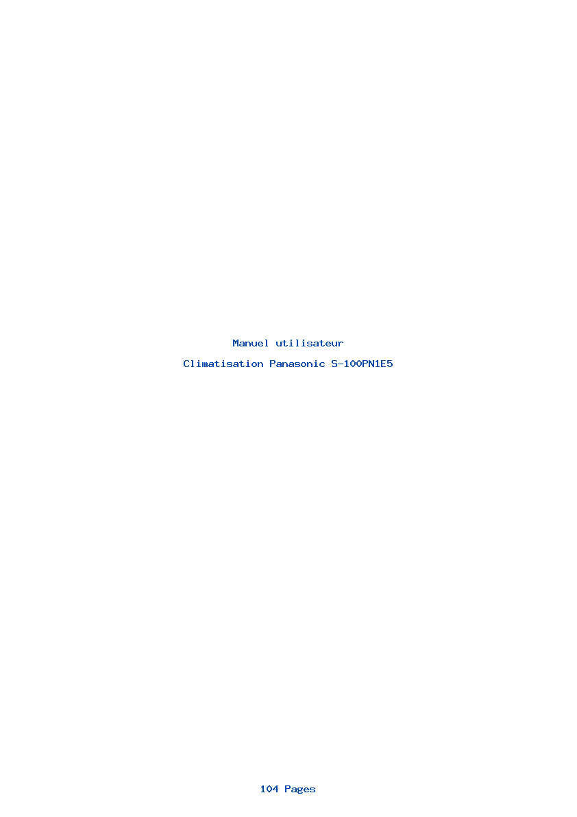 Page 1 de la notice Manuel utilisateur Panasonic S-100PN1E5
