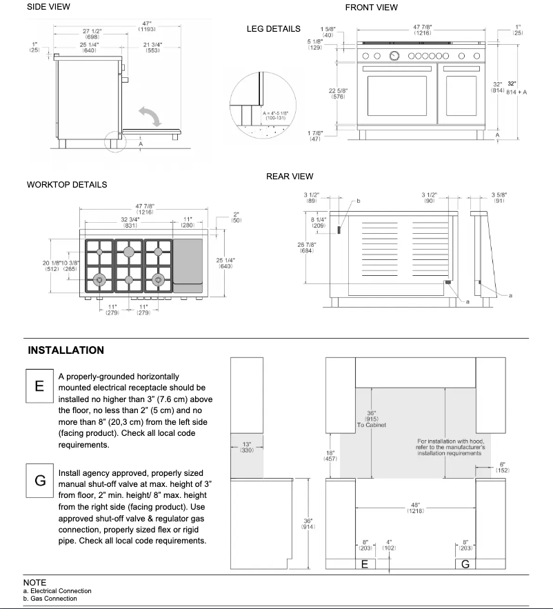 Page 1 de la notice Guide d'installation Bertazzoni MAS486BTFEPXT