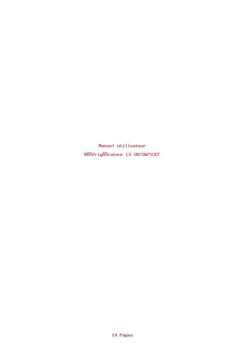 Page 1 de la notice Manuel utilisateur LG GR72W71CEF