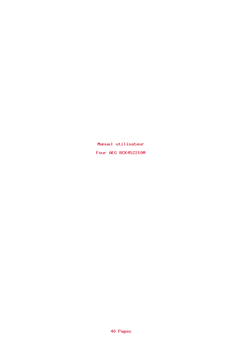 Page 1 de la notice Manuel utilisateur AEG BCK452210M