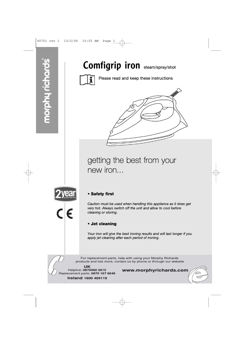 Page 1 de la notice Manuel utilisateur Morphy Richards 40701