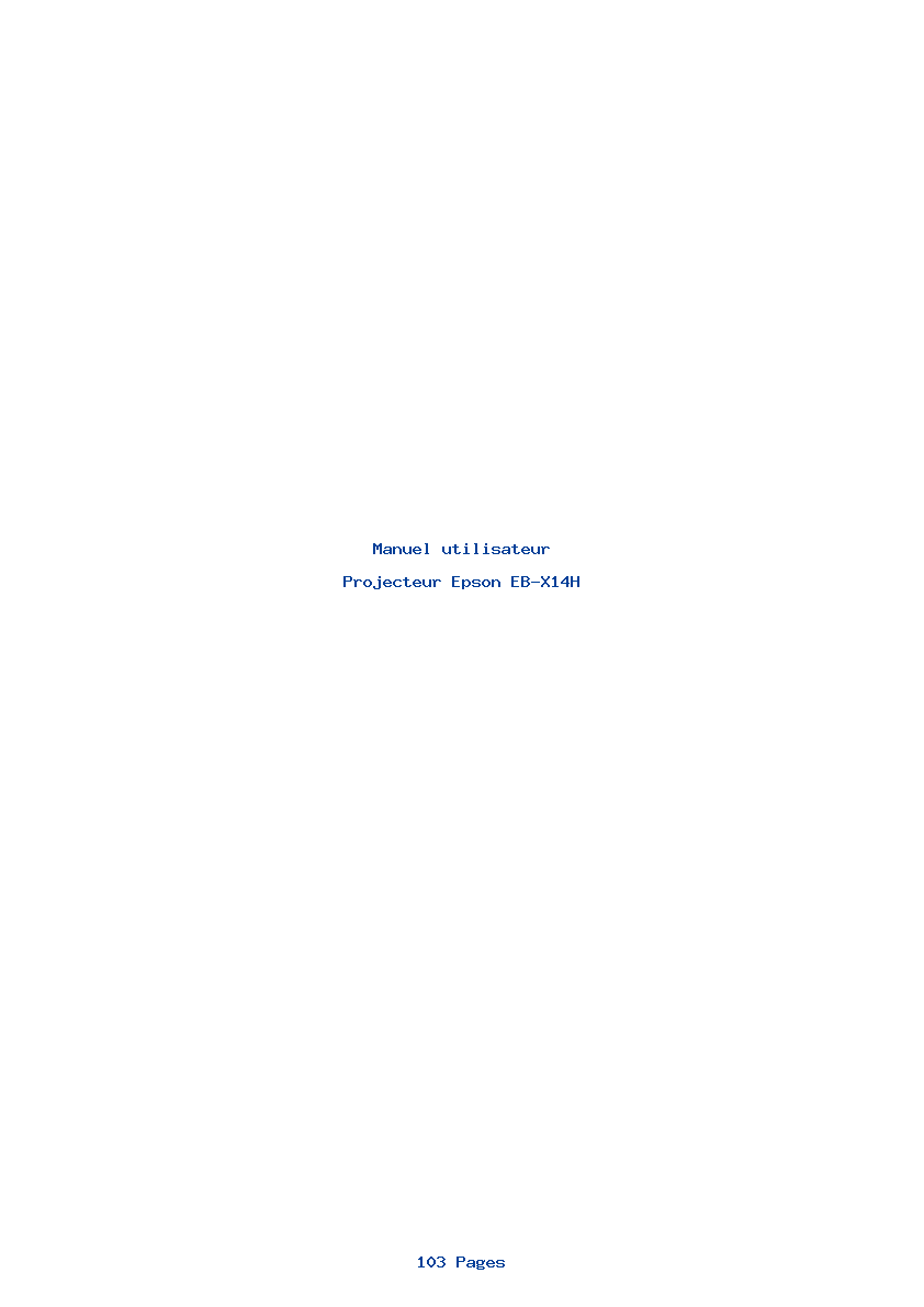 Page 1 de la notice Manuel utilisateur Epson EB-X14H