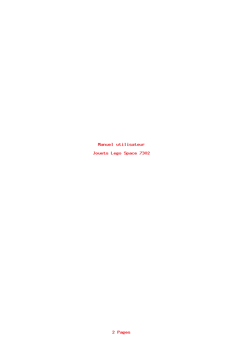 Page 1 de la notice Manuel utilisateur Lego Space 7302