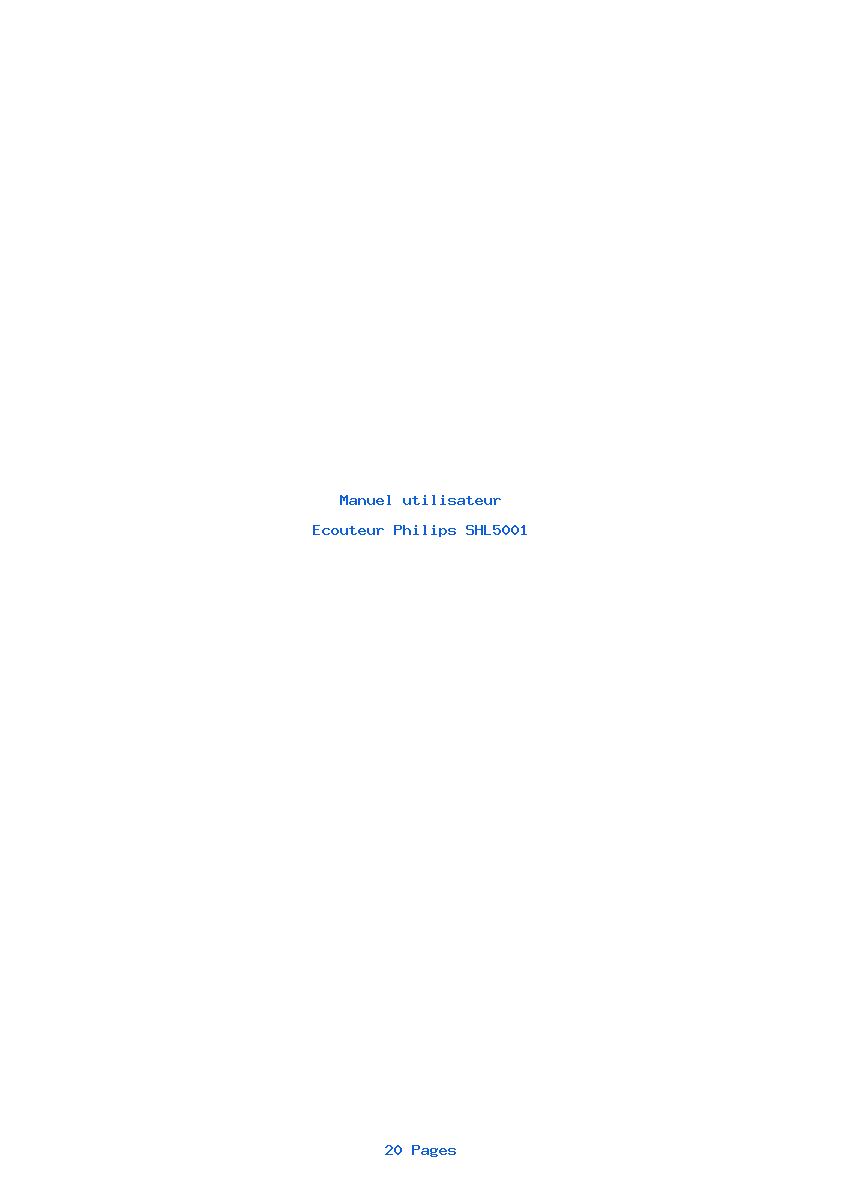 Page 1 de la notice Manuel utilisateur Philips SHL5001