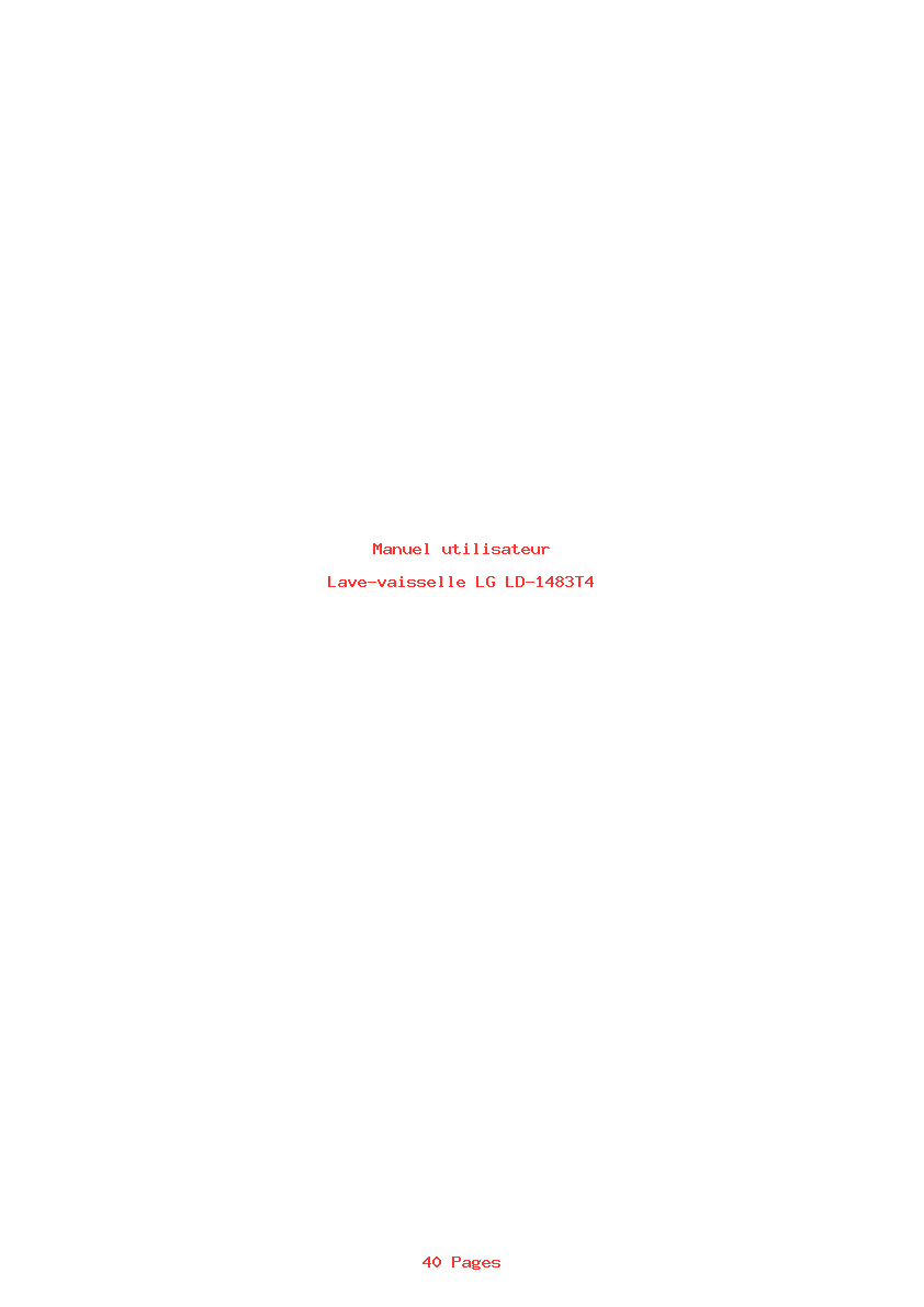 Page 1 de la notice Manuel utilisateur LG LD-1483T4