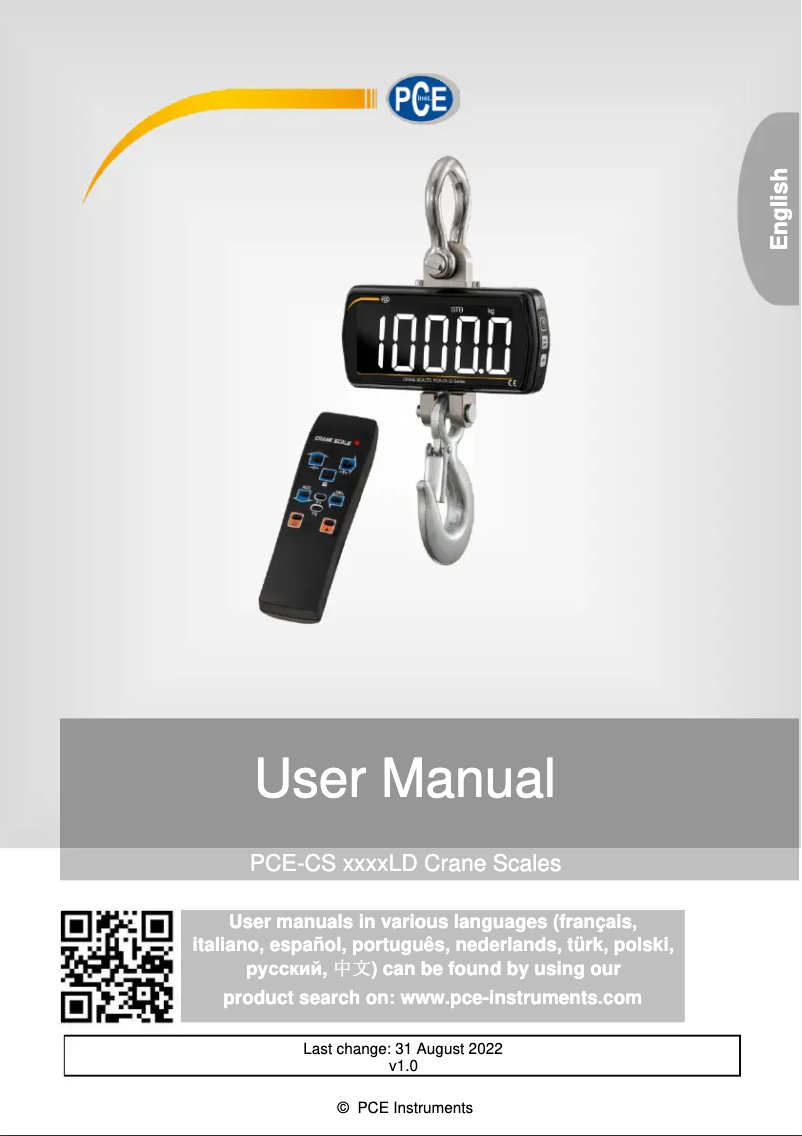 Page 1 of the manual User Manual PCE Instruments PCE-CS 300