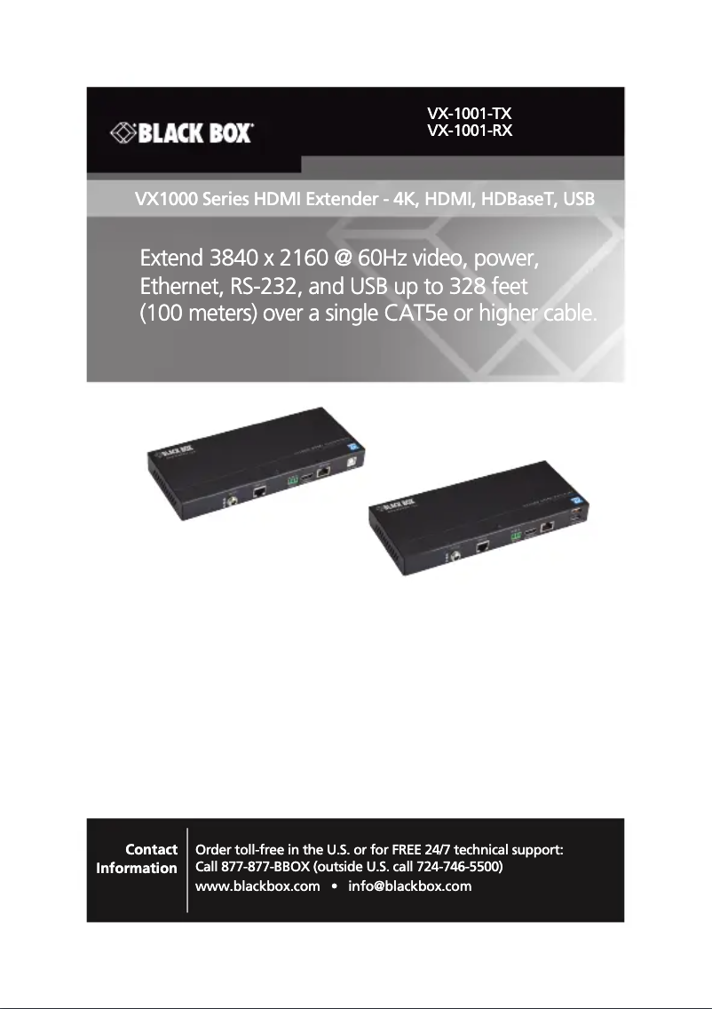 Page 1 de la notice Manuel utilisateur Black Box VX-1001-RX