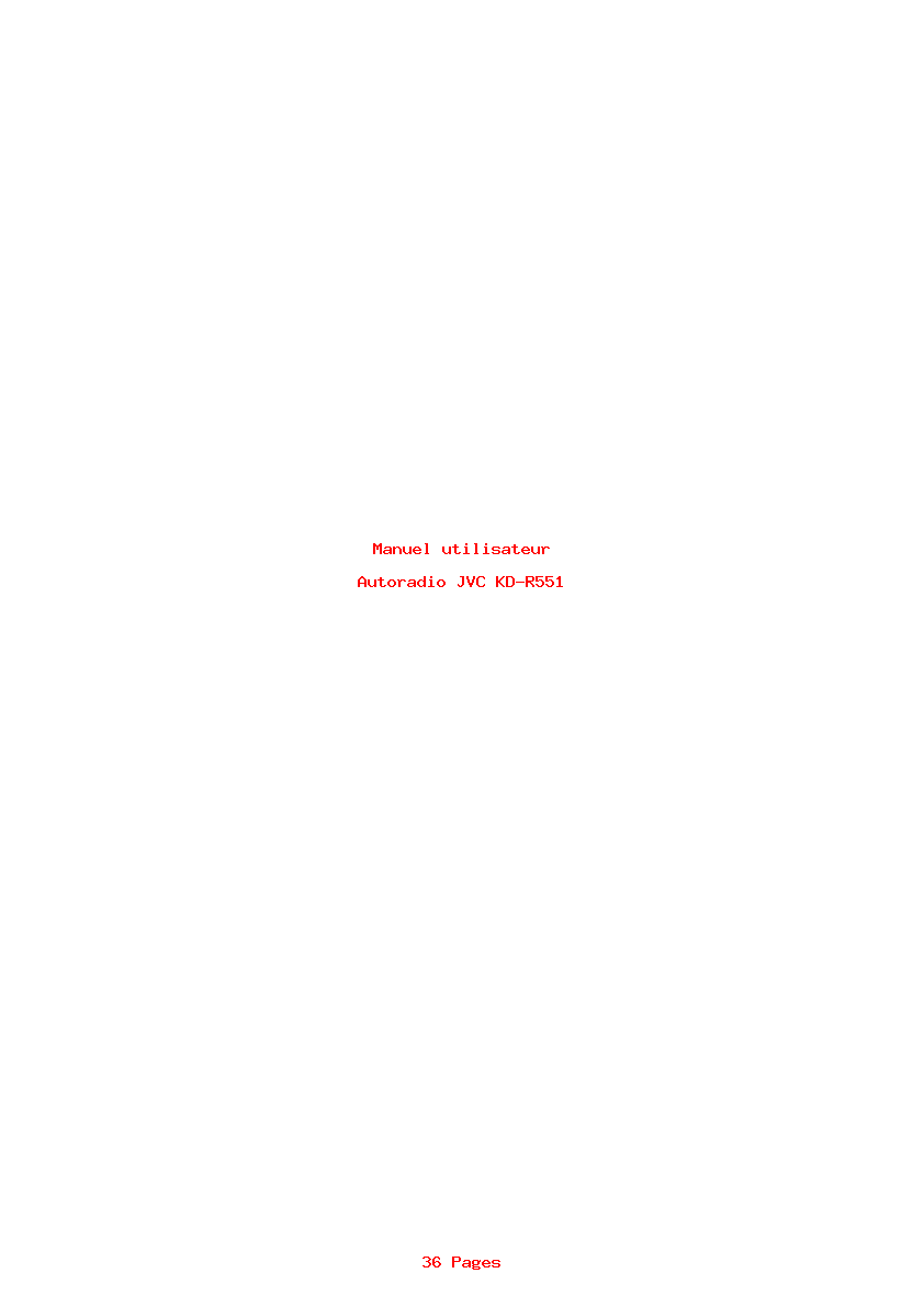 Page 1 de la notice Manuel utilisateur JVC KD-R551