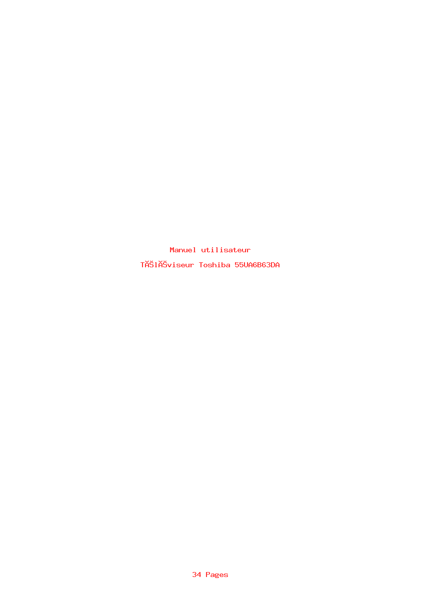 Page 1 de la notice Manuel utilisateur Toshiba 55UA6B63DA