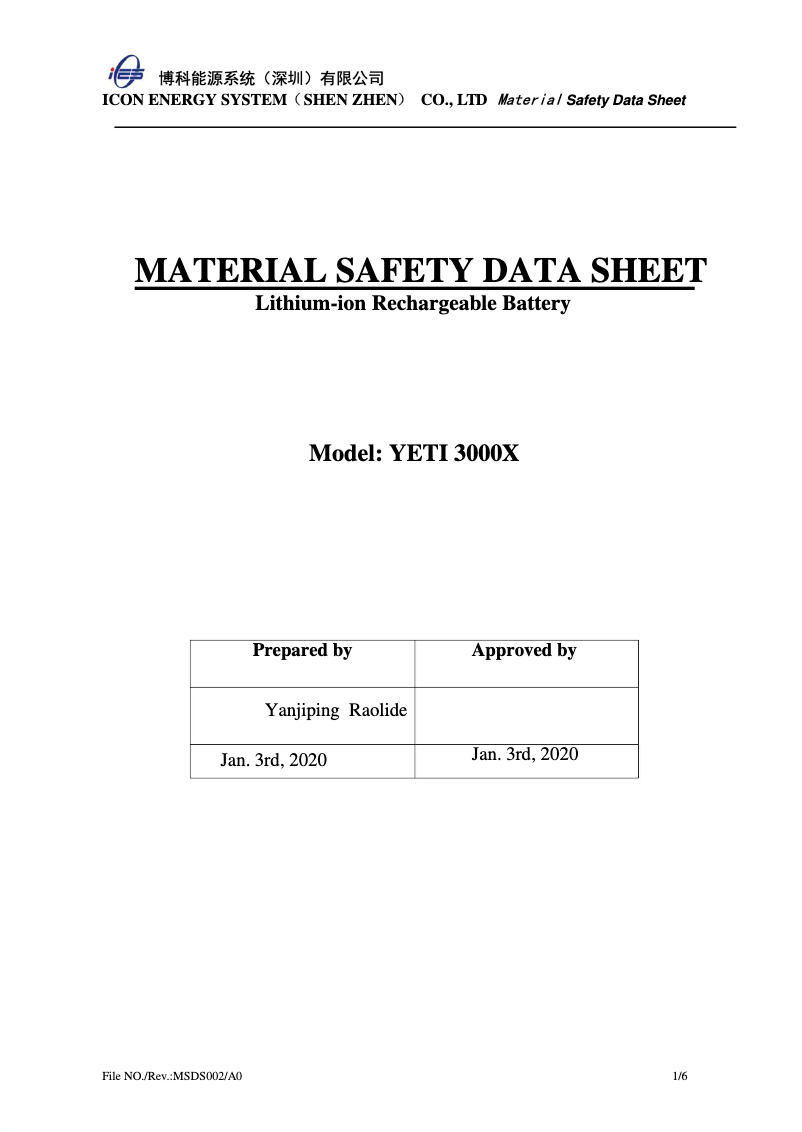 Page 1 de la notice Manuel utilisateur Goal Zero Yeti 3000X