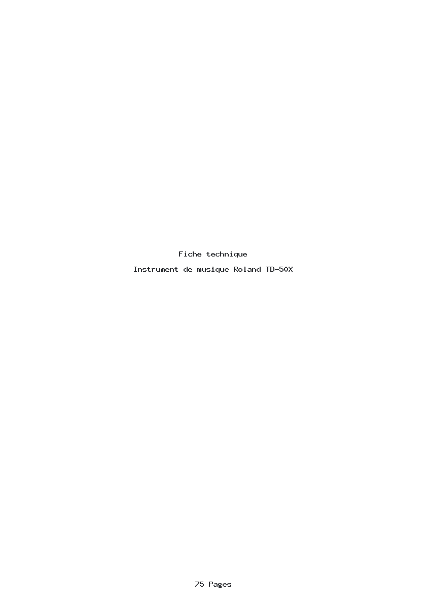 Page 1 de la notice Fiche technique Roland TD-50X
