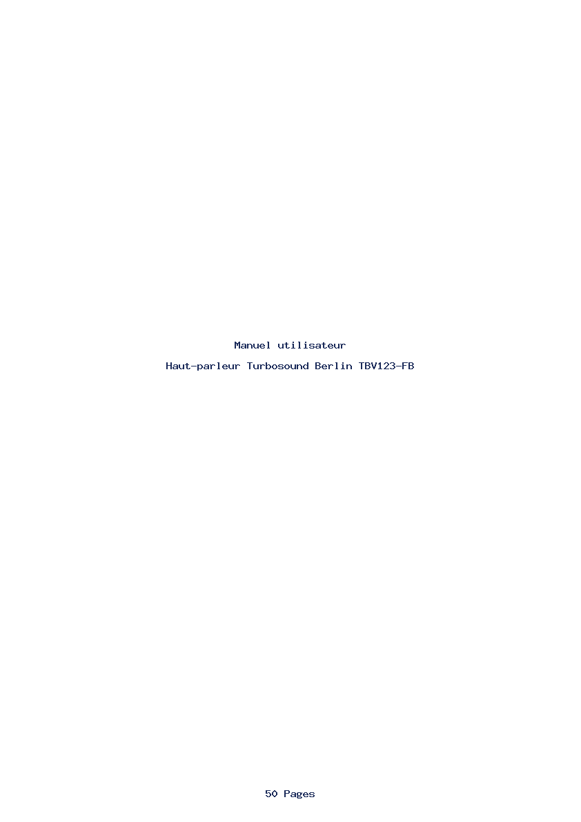 Page 1 de la notice Manuel utilisateur Turbosound Berlin TBV123-FB