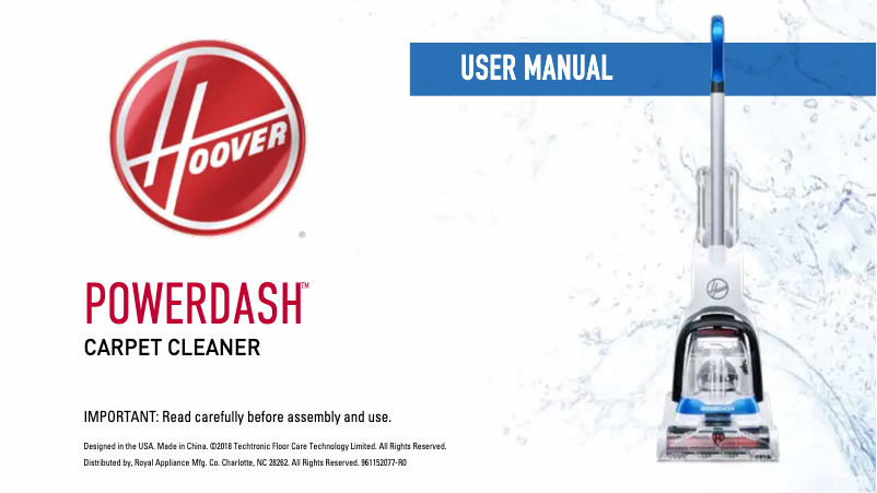 Page 1 de la notice Manuel utilisateur Hoover PowerDash FH50700