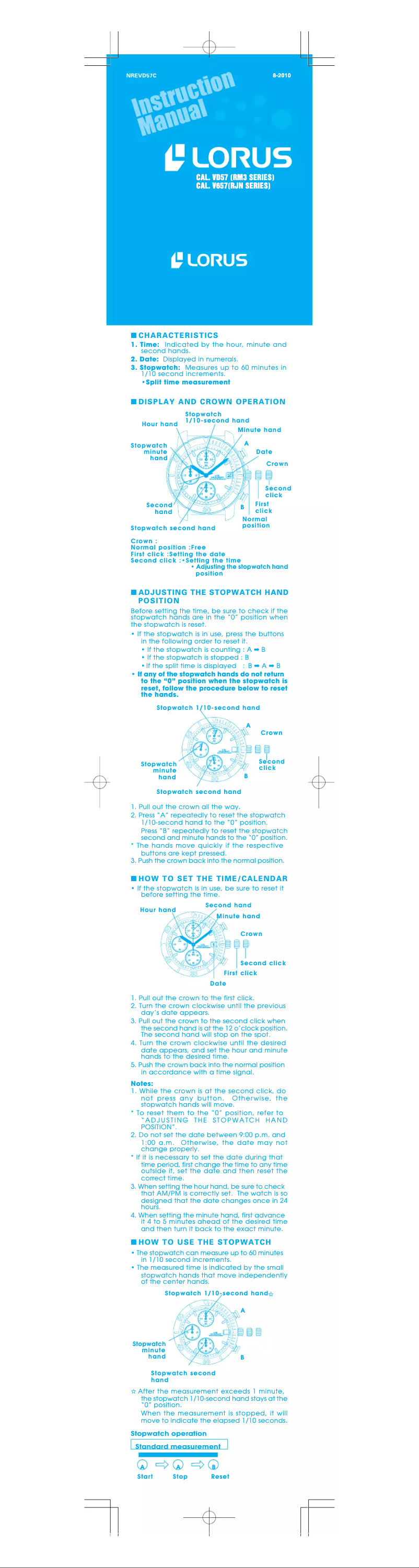 Page 1 de la notice Manuel utilisateur Lorus Sports RM343EX9