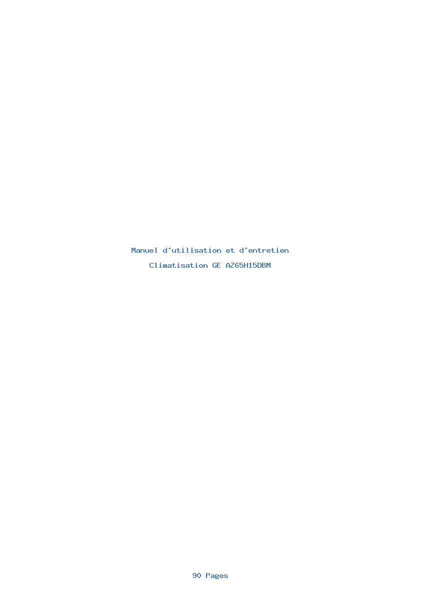 Page 1 de la notice Manuel d'utilisation et d'entretien GE AZ65H15DBM