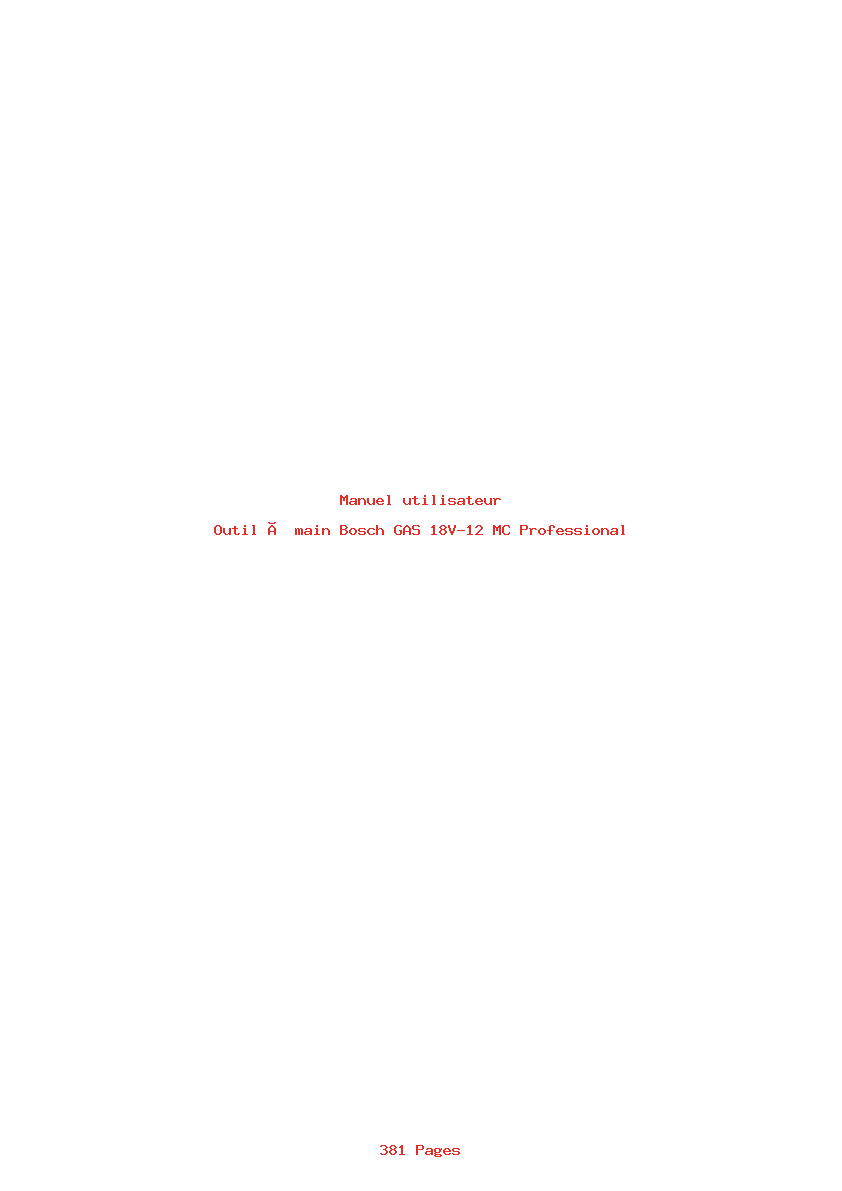 Page 1 de la notice Manuel utilisateur Bosch GAS 18V-12 MC Professional