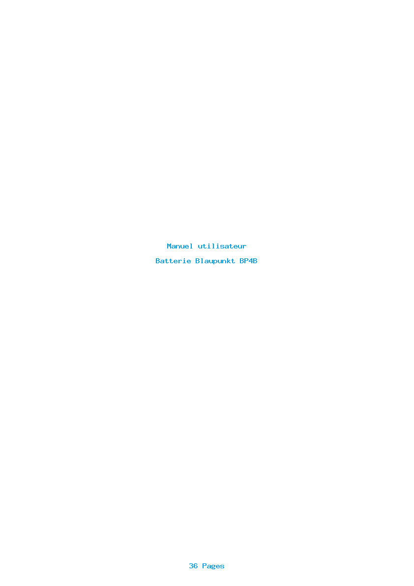 Page 1 de la notice Manuel utilisateur Blaupunkt BP4B