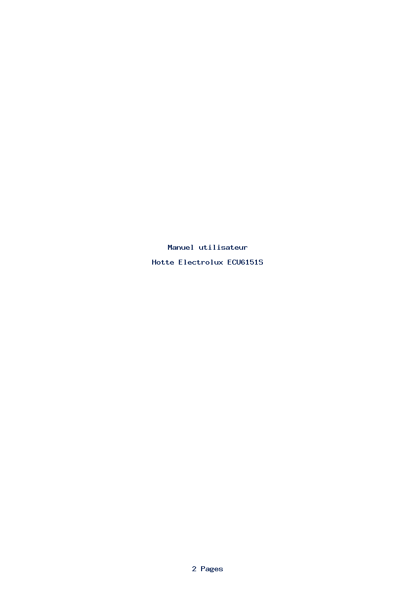 Page 1 de la notice Manuel utilisateur Electrolux ECU6151S