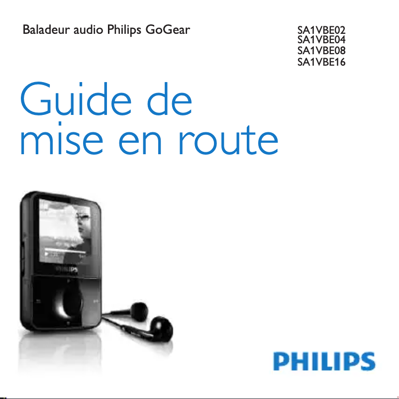 Page 1 of the manual Quick Start Guide Philips GoGear SA1VBE04KS