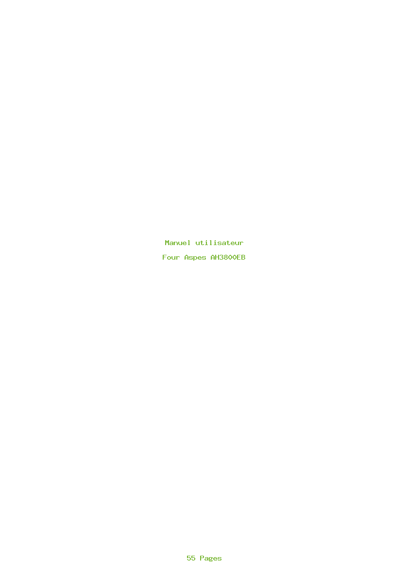Page 1 de la notice Manuel utilisateur Aspes AH3800EB