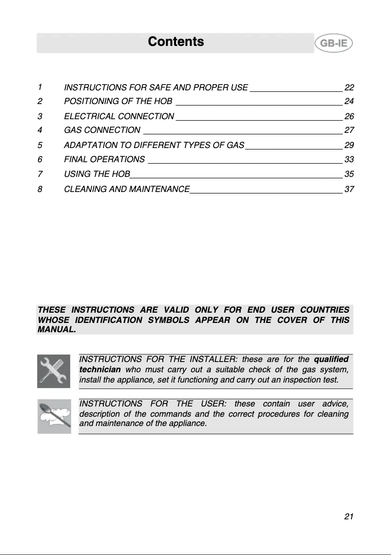 Page 1 de la notice Manuel utilisateur Smeg SRV876AV9