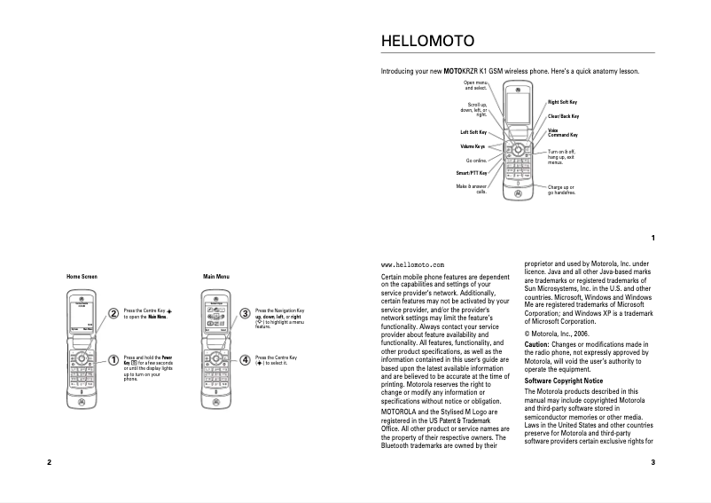 Page 1 de la notice Manuel utilisateur Motorola MOTOKRZR K1