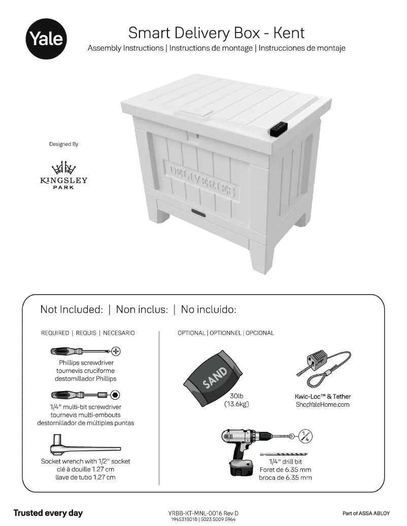 Page 1 of the manual User Manual Yale Smart Delivery Box