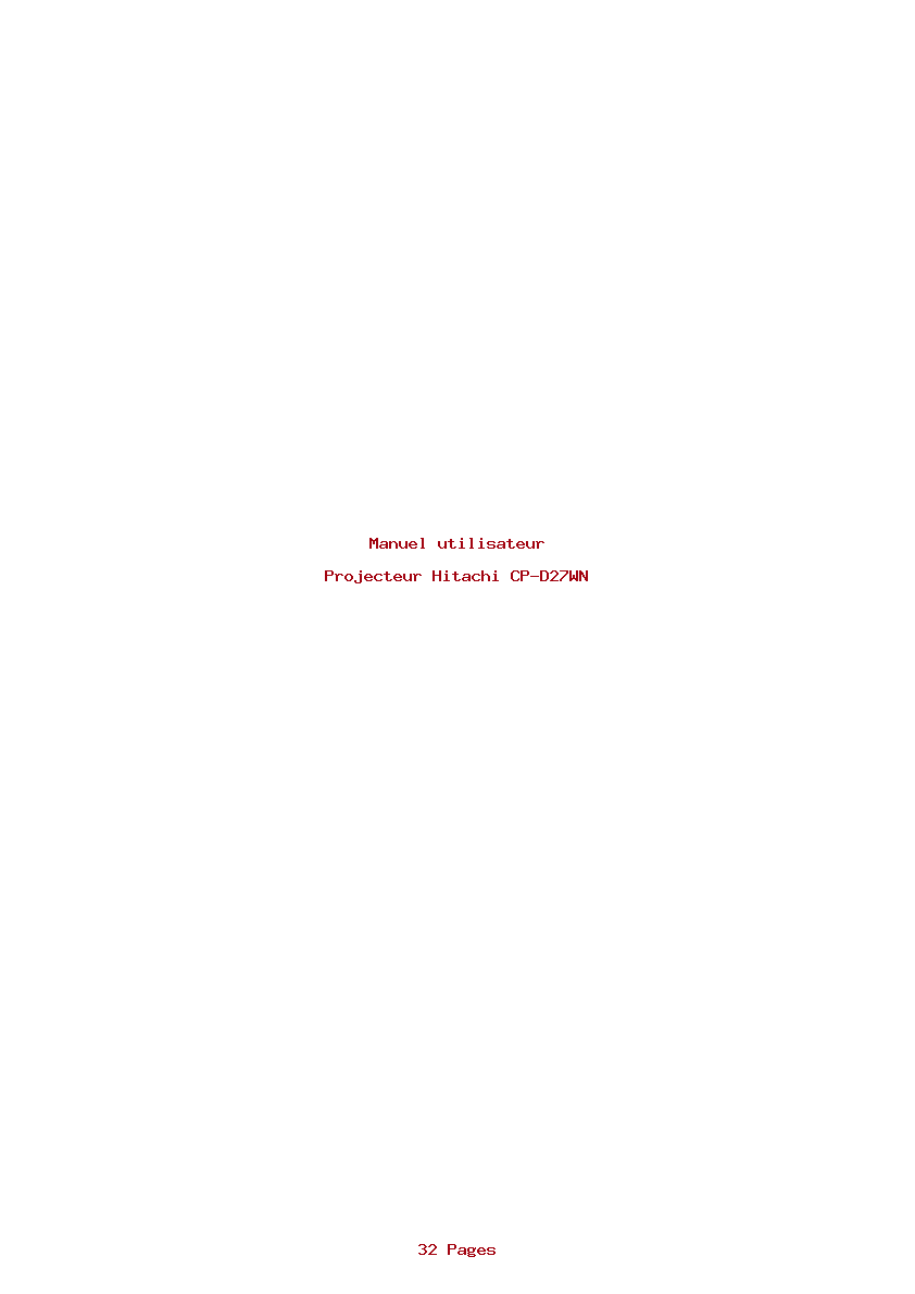 Page 1 de la notice Manuel utilisateur Hitachi CP-D27WN