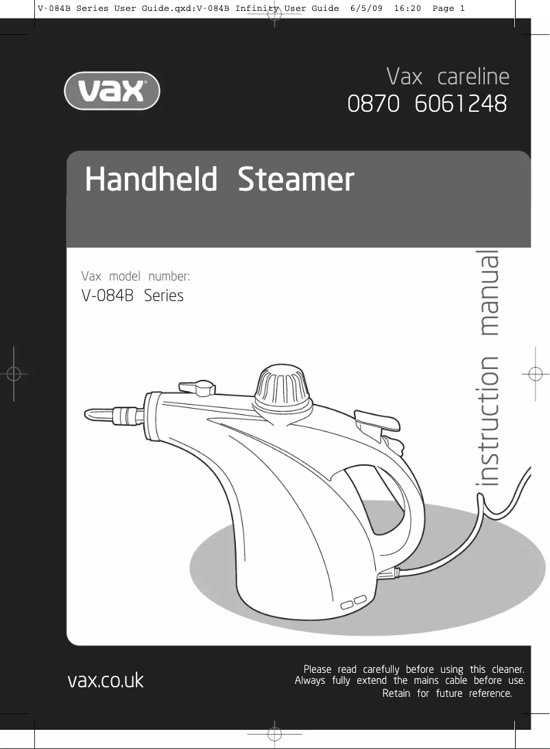 Página 1 del manual Manual de usuario Vax V-084B