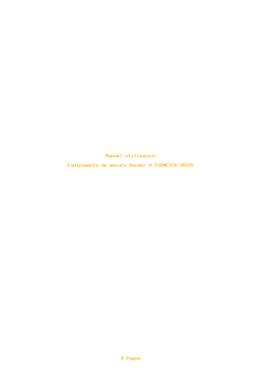 Page 1 de la notice Manuel utilisateur Bender A-ISOMETER IR425