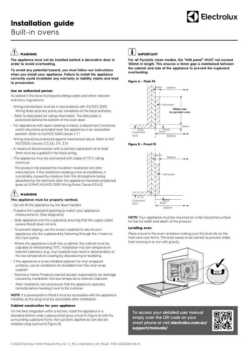 Página 1 del manual Guía de instalación Electrolux EVEP616