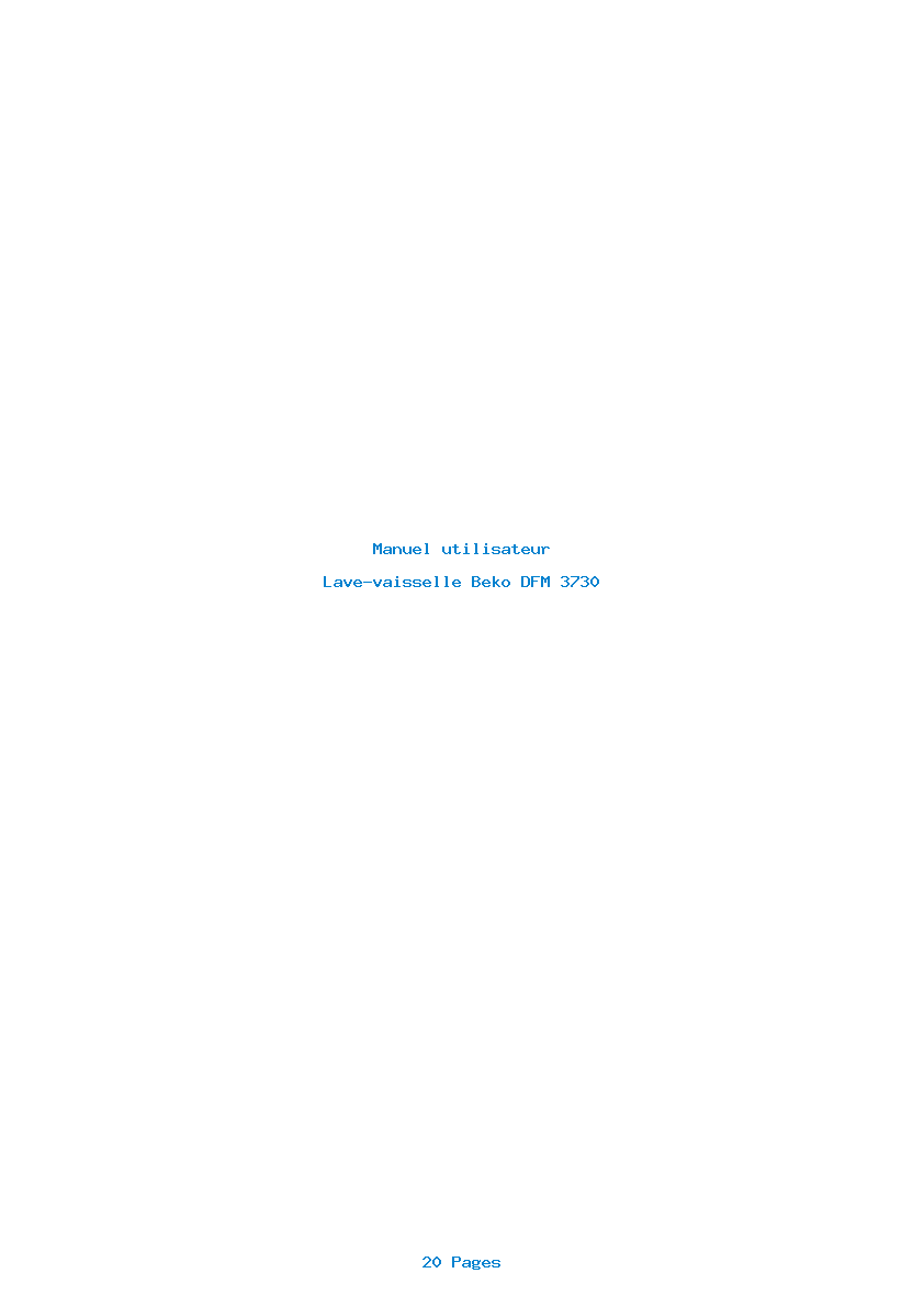 Page 1 de la notice Manuel utilisateur Beko DFM 3730