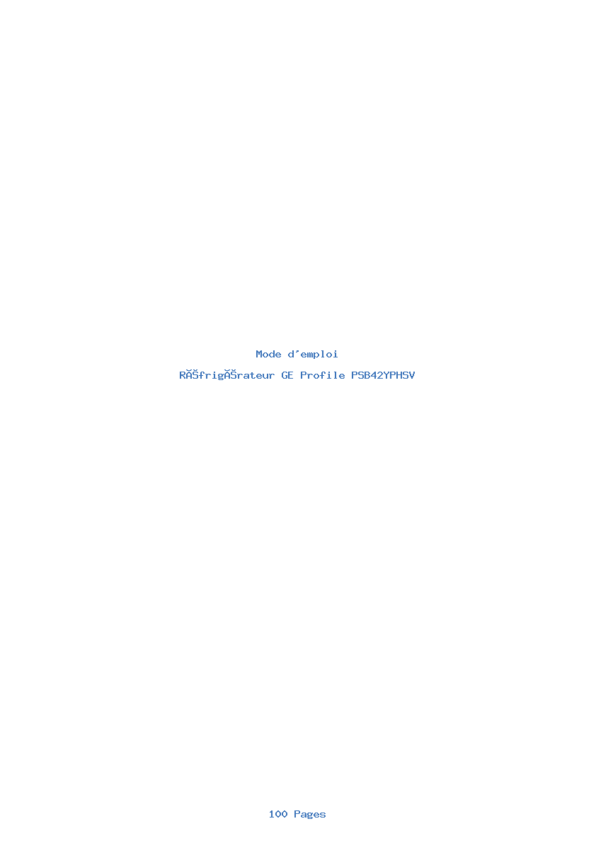 Page 1 de la notice Mode d'emploi GE Profile PSB42YPHSV