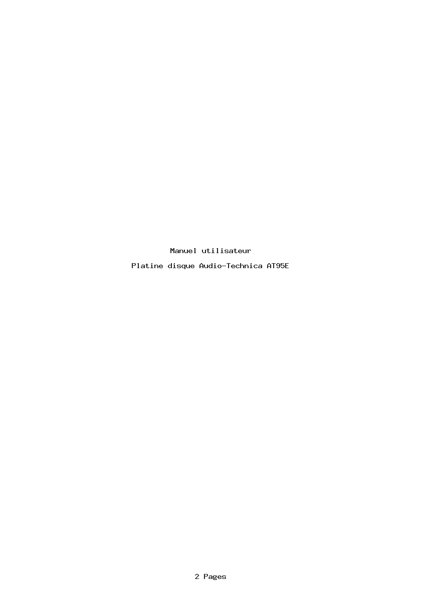 Page 1 de la notice Manuel utilisateur Audio-Technica AT95E