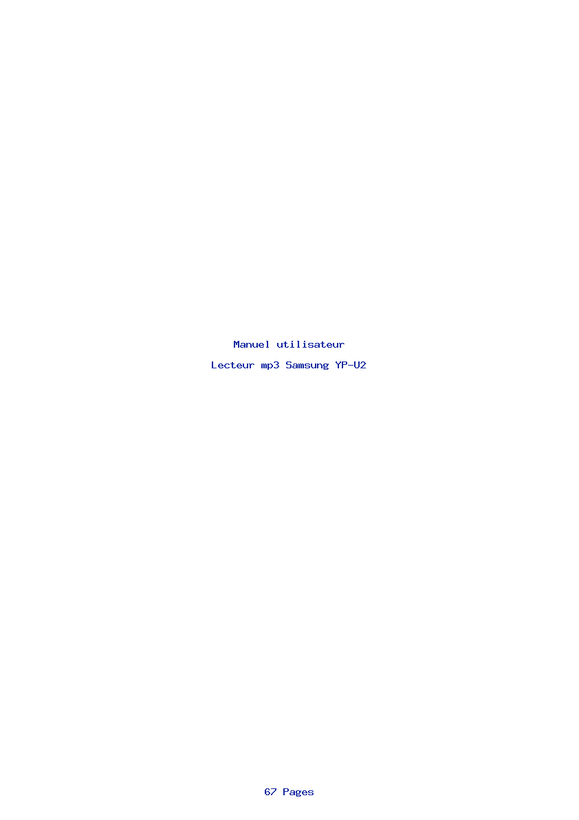 Page 1 de la notice Manuel utilisateur Samsung YP-U2