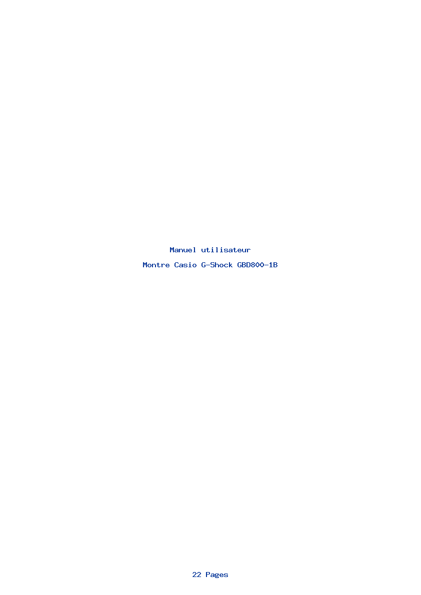 Page 1 de la notice Manuel utilisateur Casio G-Shock GBD800-1B