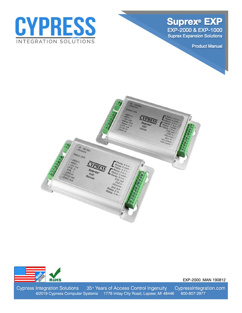 Page 1 de la notice Manuel utilisateur Cypress Suprex EXP-2000